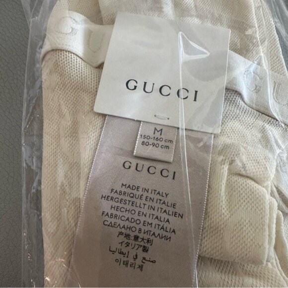 NEW GUCCI Tights GG LOGO SUPREME OFF WHITE SZ M 100% Authentic Interlocking - Picture 7 of 8